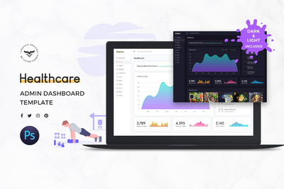 简约高品质的时尚医疗管理员后台仪表盘dashboard UI kits(界面ui设计)