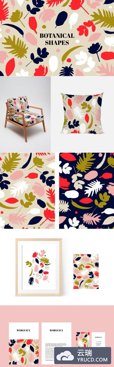 多彩植物叶子元素背景图案合集