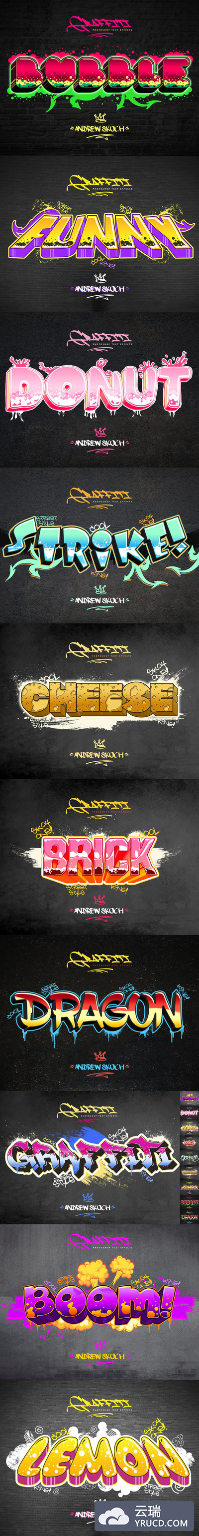 时尚高端震撼的街头涂鸦文字3D立体效果图层样式集合 - 10 PSD - 第2卷