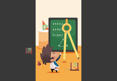 小男孩儿学习数学插画[Ai]