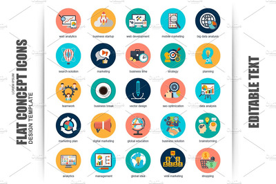 扁平化设计图标素材 Set of Flat Design Icons