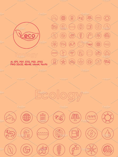 环保元素矢量图标下载 42 Ecology simple icons