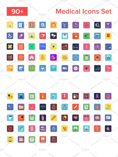 医疗矢量图标下载 90+ Medical Icons Set