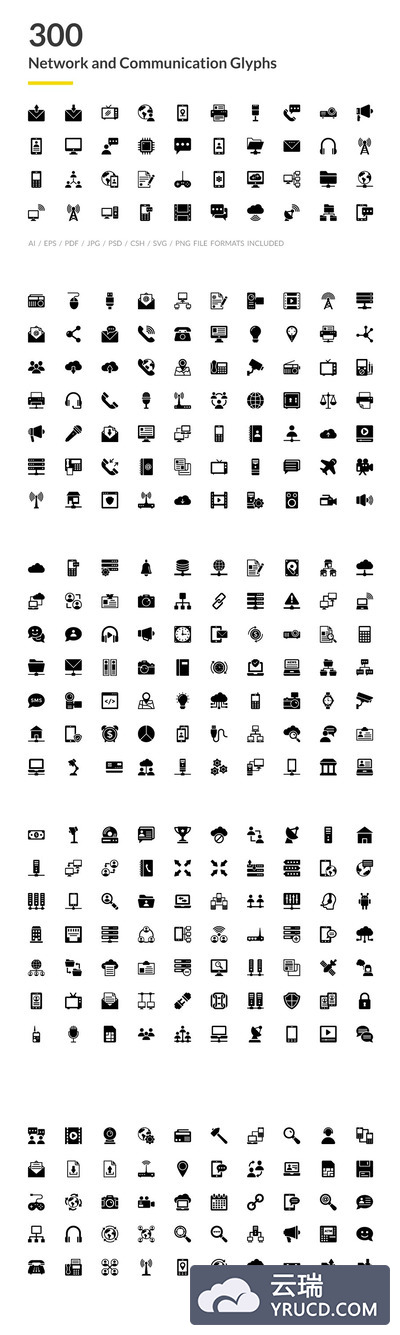 300个网络和通信图标下载 300 Network and Communications Icons