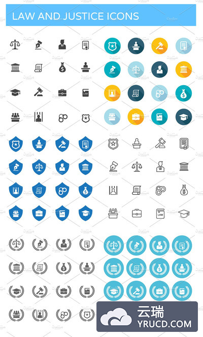 法律矢量图标下载 Law and Justice icons
