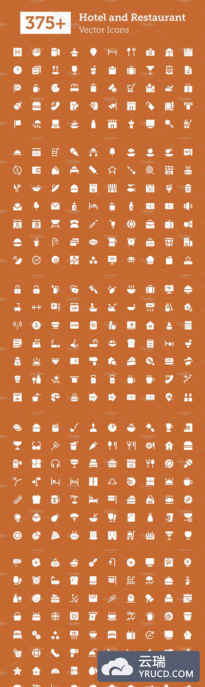375+酒店和餐厅图标下载 375+ Hotel and Restaurant Icons