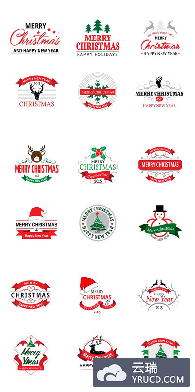 圣诞节元素标识 Christmas Badges