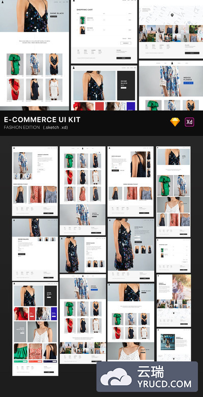 简约时尚高端多用途的高品质淘宝电子商务网站设计UI KITS（SKETCH，XD，PNG）