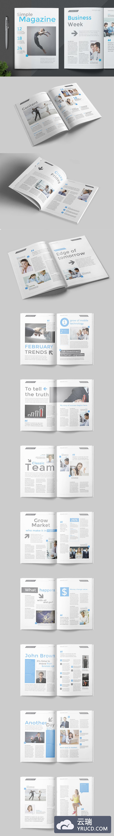 简约时尚多用途的高品质房地产楼书杂志宣传画册设计模板