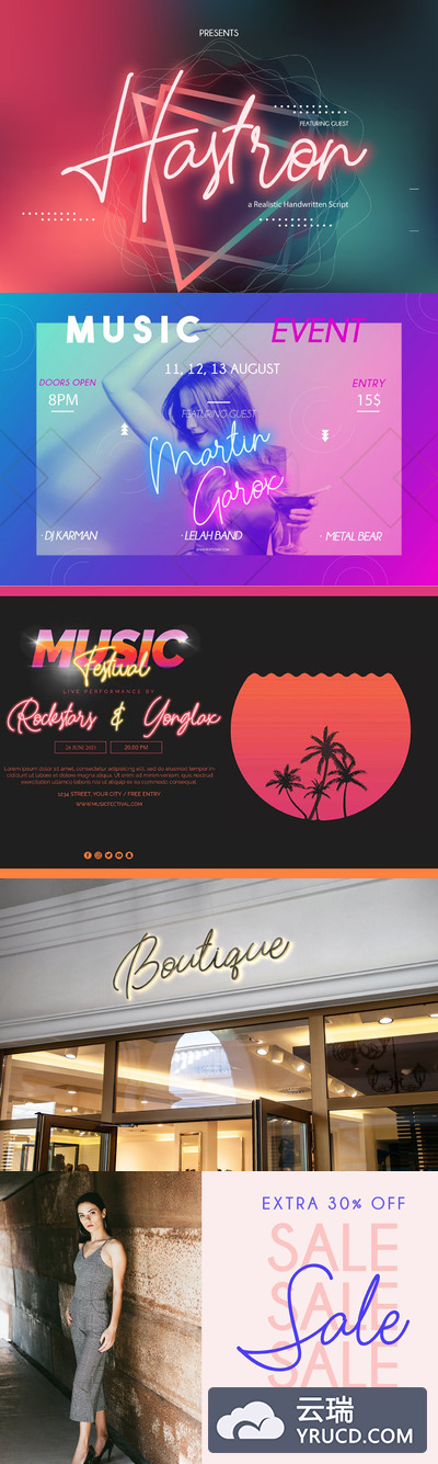 Fonts | 霓虹流畅品牌简洁时尚英文无衬线字体设计脚本下载