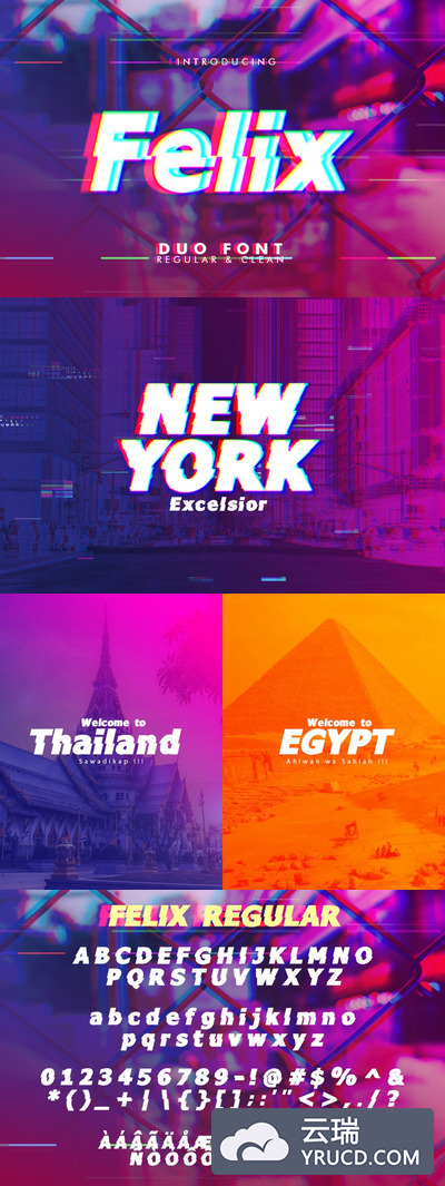 Fonts | 时尚潮流朋克水平碎片毛刺效果障碍粗体斜体类型风格英文无衬线字体