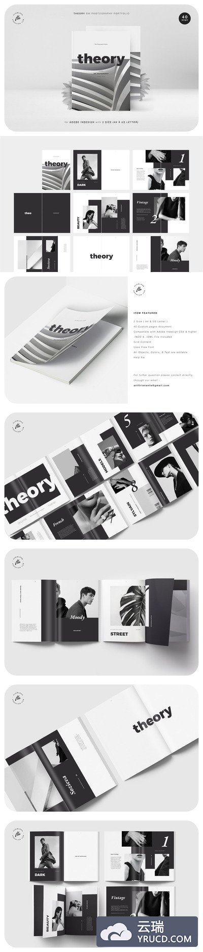 黑白极简设计风格摄影作品集画册设计