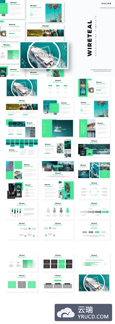 PPT模板 | 高端高级品牌商务绿色多功能动画谷歌幻灯片演示模板PPTX
