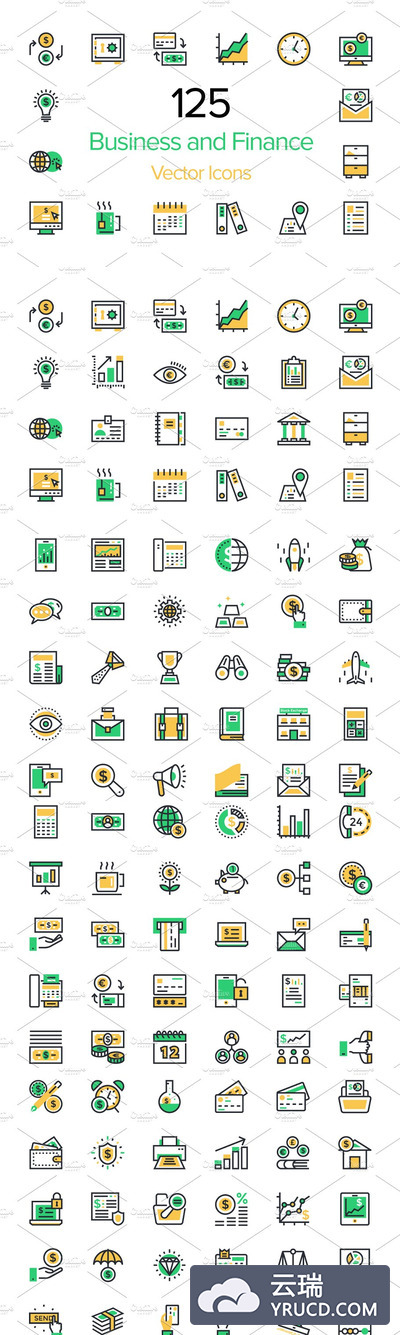 商业金融矢量图标素材 125 Business and Finance Icons