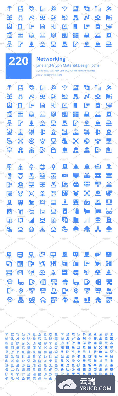 网络材料设计图标素材 220 Networking Material Design Icons