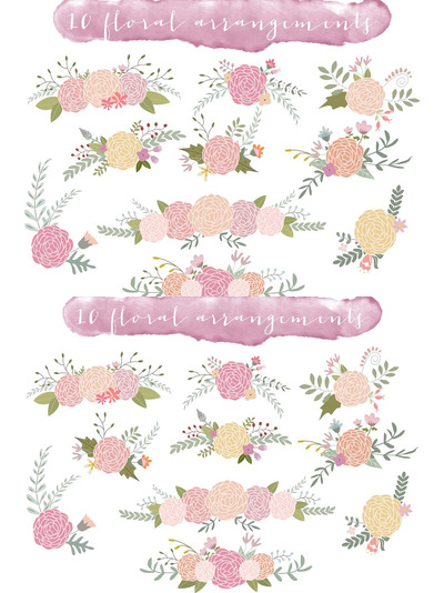 花卉插画素材 Floral arrangements, set1