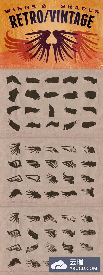 经典翅膀图形 Retro/Vintage shapes - Wings 2