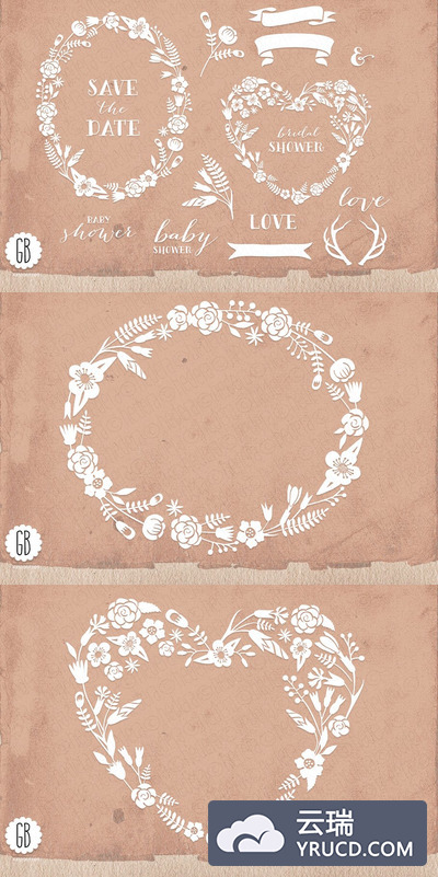 花卉矢量素材 Flower wreaths papel picado vector