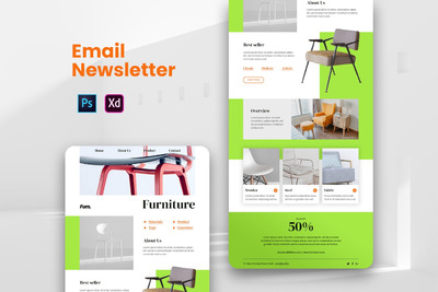 时尚高端简约家具电子邮件通讯着陆页详情页设计模板