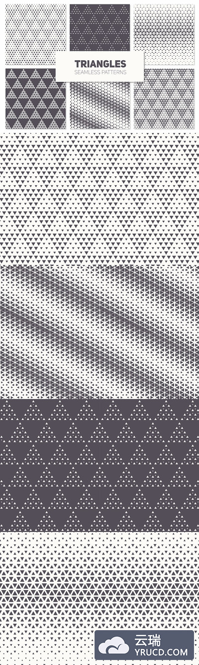 三角形无缝背景纹理 Triangles. Seamless Patterns. Set 3