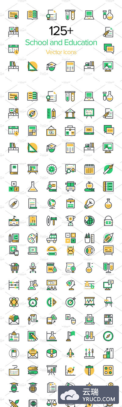 125+学校和教育图标素材 125+ School and Education Icons