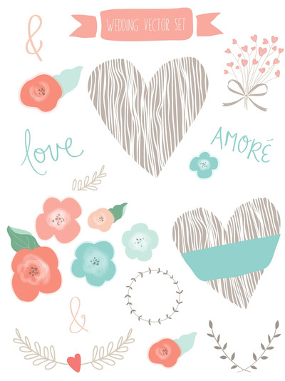 婚礼元素图形插画 Wedding Collection Vector