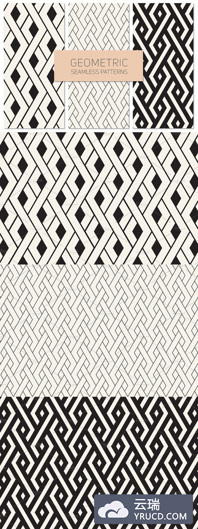 几何无缝图案背景 Geometric Seamless Patterns Set 17