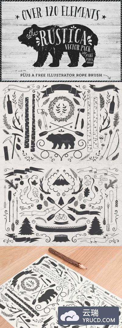 熊矢量插画 Rustica Vector Pack Vol. 1