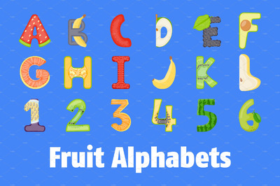 40个水果字母矢量图标下载 40 Fruit Alphabets Flat Vector Icons