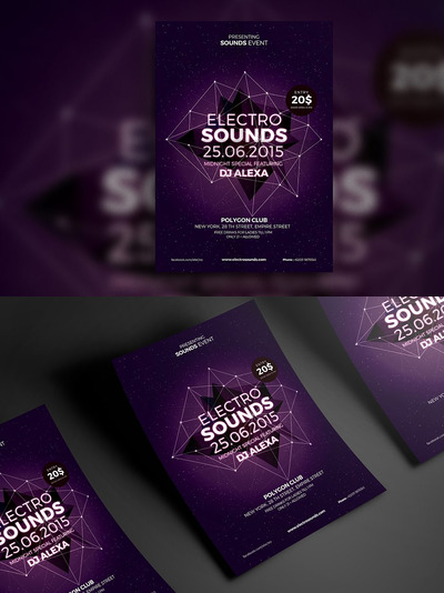 电子音乐传单设计 Electro Sound Flyer