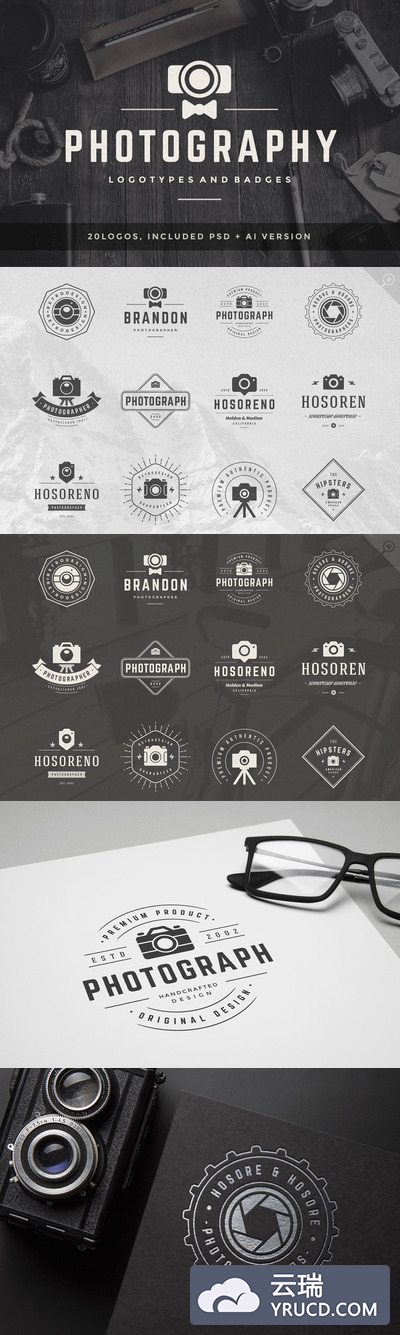 摄影logo元素模板 20 Photography logos and badges