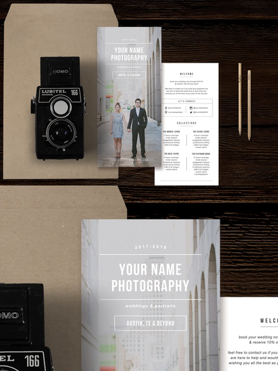 婚礼邀请函模板 Wedding Photographer Rack Card