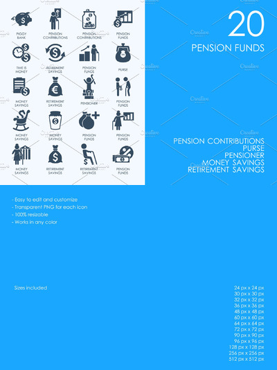 退休储蓄的图标素材 Retirement savings icons