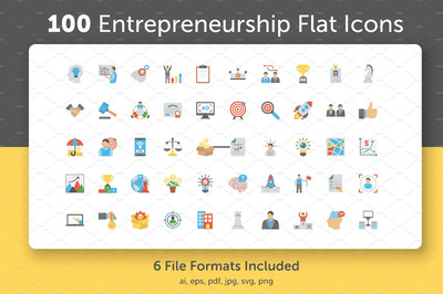 扁平化企业图标下载 100 Entrepreneurship Flat Icons