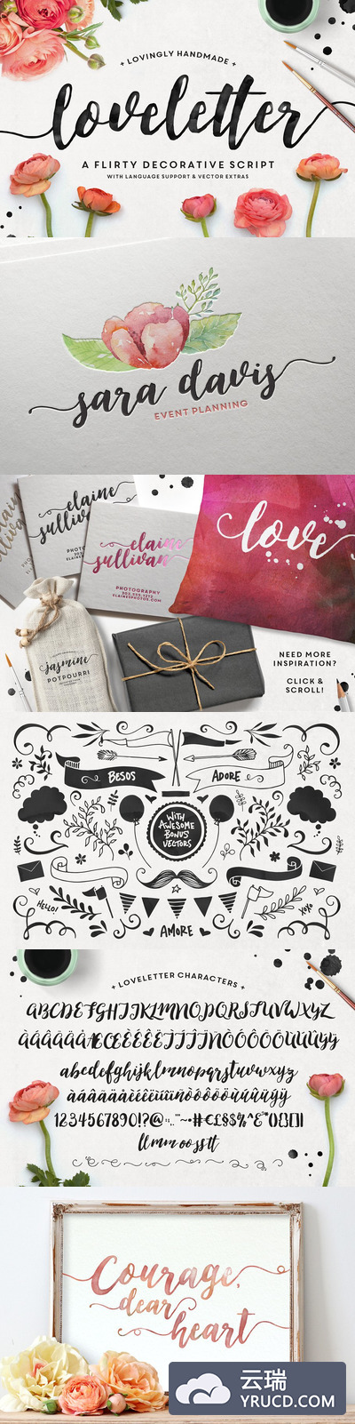 手写脚本设计字体 Loveletter Script + Vectors
