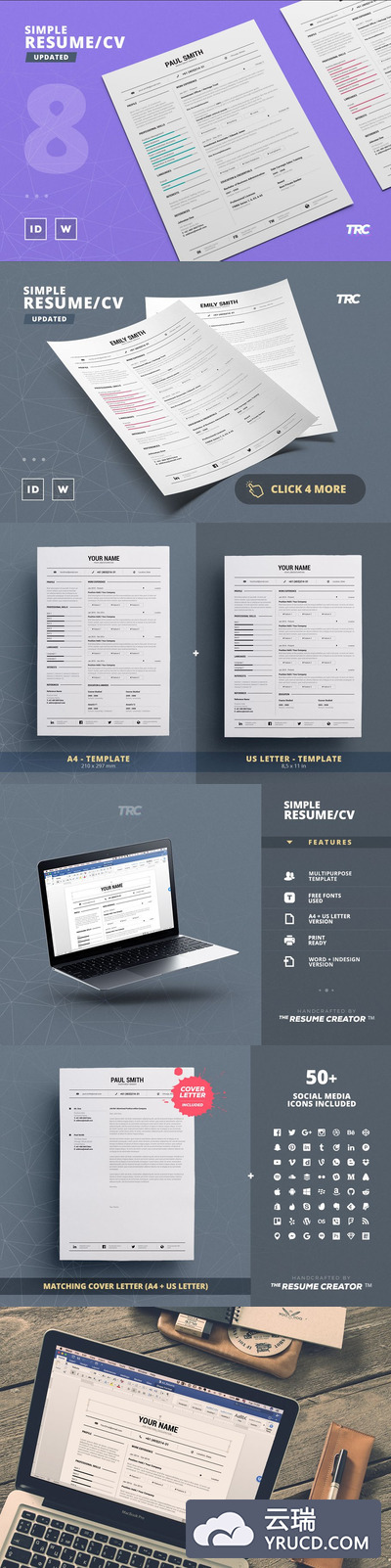 干净简历模板下载 Simple Resume/Cv Template Volume 8