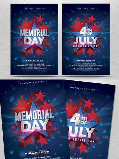 美国国庆海报设计 July 4th/Memorial Day Flyer