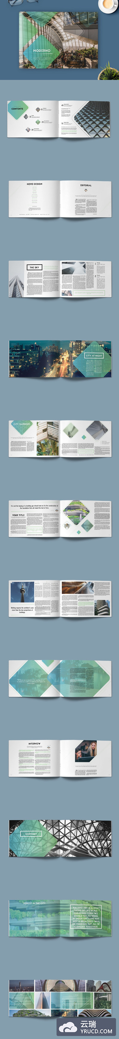 横板画册模板 Moderno Brochure