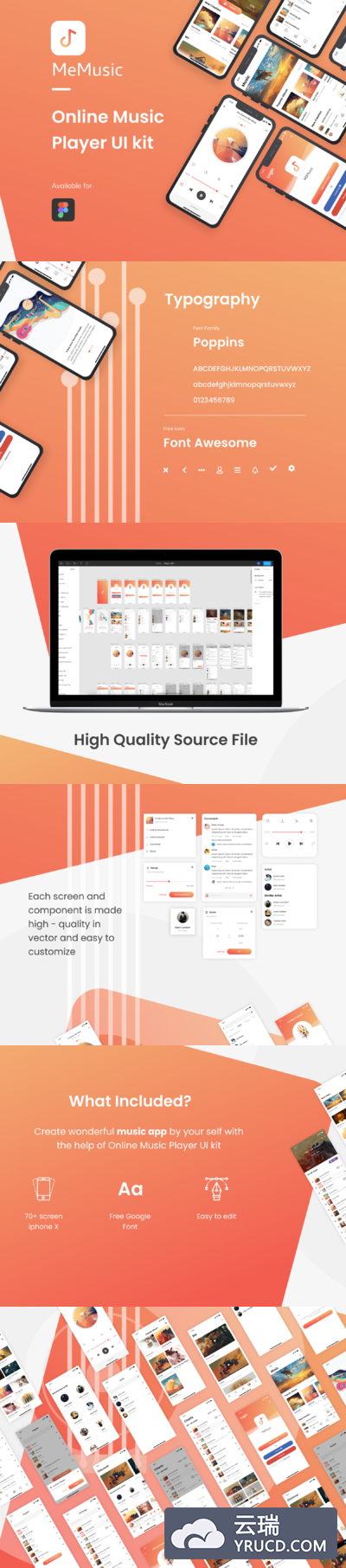 在线音乐播放器音乐内容媒体app设计iOS Ui套装下载[XD]