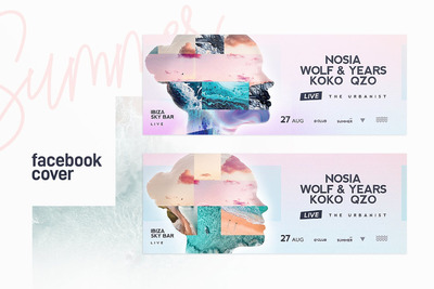 时尚高端流行风格的夏季夏天双重曝光风格的facebook海报banner设计模板