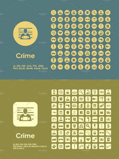 警察矢量图标素材 Crime icons