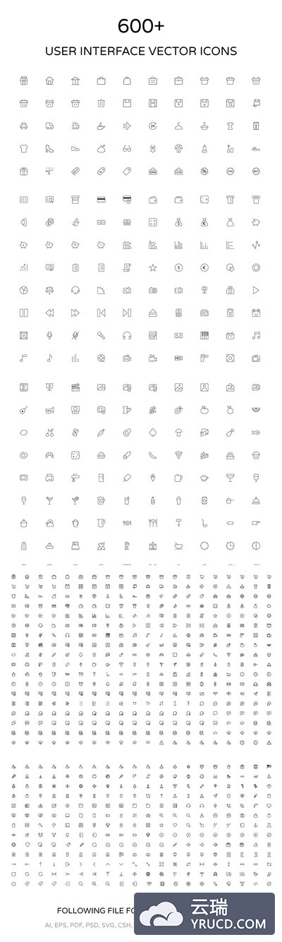 用户界面概述矢量图标素材 User Interface Outline Vector Icons