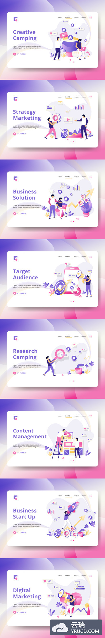 商业互联网概念矢量插画素材套装[Ai]