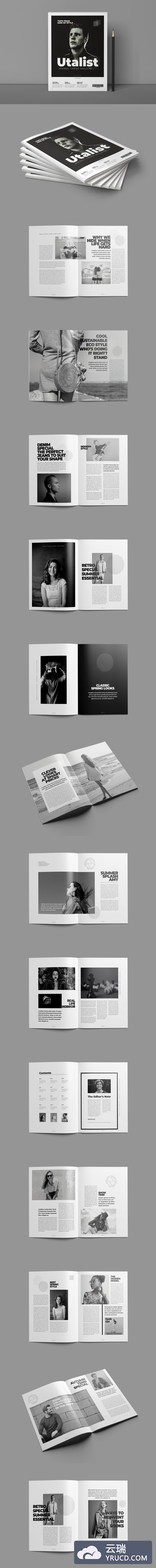 时尚高端简约时尚多用途的高品质企业宣传册房地产楼书画册杂志设计模板