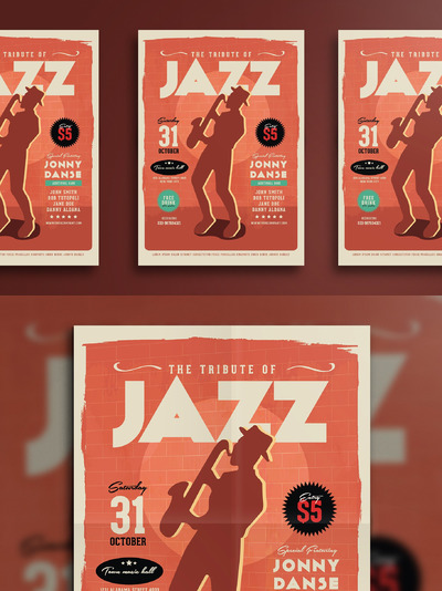 经典音乐海报设计模板 Old Vintage Jazz Festival