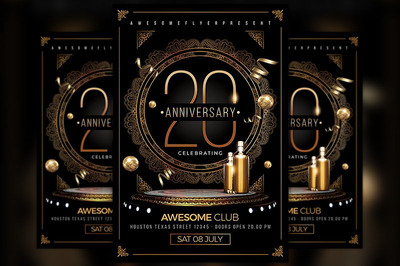 奢华感周年庆海报制作 Elegant Anniversary Flyer Template