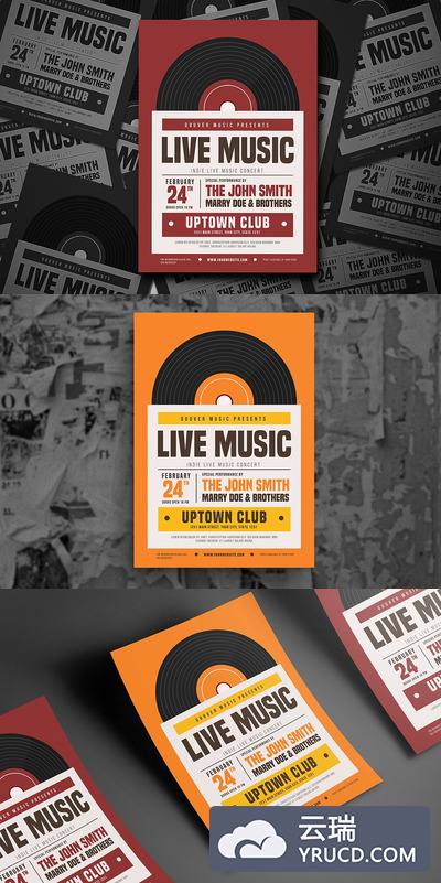 经典音乐海报设计 Indie Live Music Flyer
