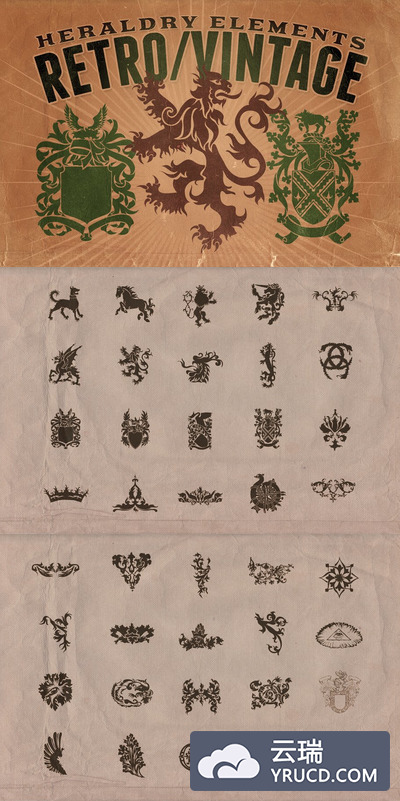复古平面图形 Vintage shapes - Heraldry Elements