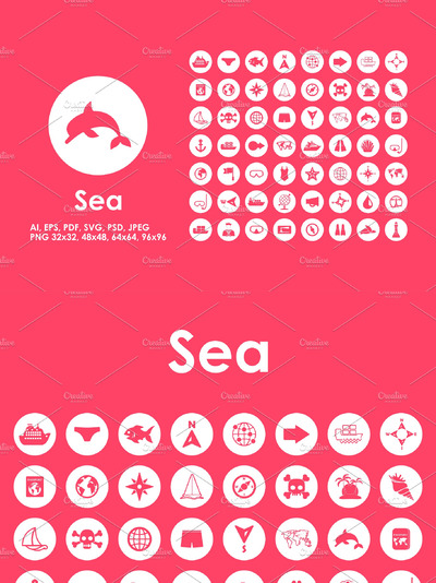 海洋元素矢量图标素材 56 Sea simple icons