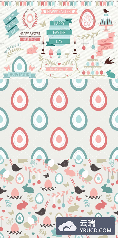 经典问候设计集 Vintage Easter Greetings Design Set